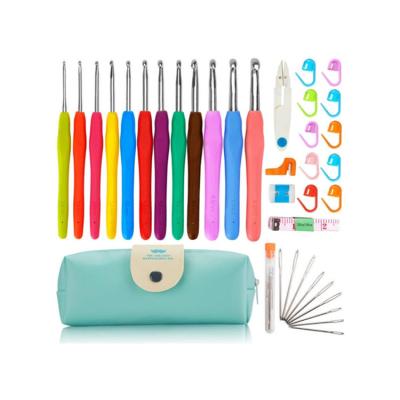 China Hand Sewing New Metal Hook Set, Ergonomic Soft Rubber Handle, Aluminum Crochet Yarn Needle Craft Accessories for sale