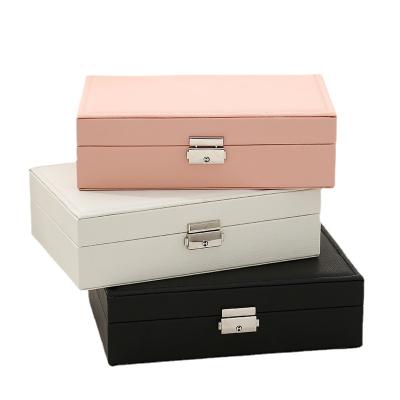 China New Product PU Folding Jewelry Box with Lock, Large Capacity Jewelry Storage Box, Jewelry Box Display Box for sale