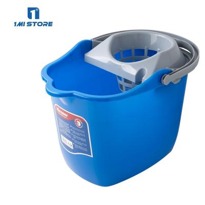 China Stocked Plastic 15L Broom Bucket With Wringer And Handle Floor Cleaning Tool for sale