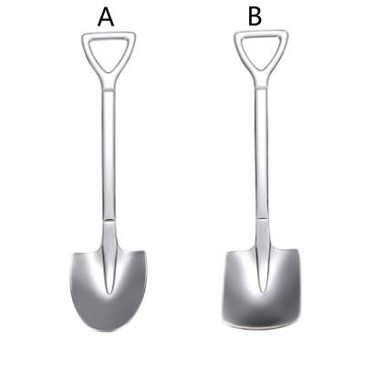 China Engineered Ice Cream Coffee Scoop Shovel Iron Stainless Steel Spoon Main Kitchen Instrument Sustainable Cute Backhoe Shovel Square for sale