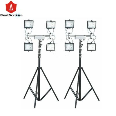 China Portable 4.5m portable /mobile 2.5m 3.5m portable drinking lifting light tower with halogen LED light shooting distance 50~100m for sale