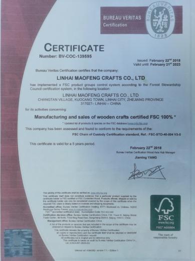 FSC - Linhai Maofeng Crafts Co., Ltd.