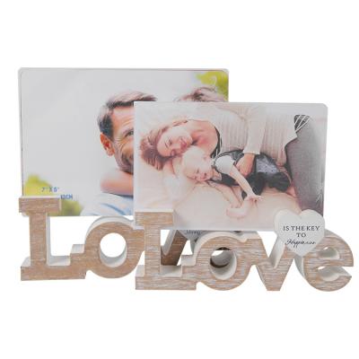 China Home Deco Love Wooden Photo Frame With Plastic Glass » 4x6 Double Picture Frame Wood Wooden Photo Frame For Home Decor for sale