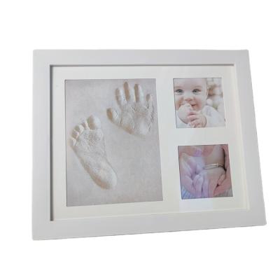 China Hot Sale Babyprint Photo Frame Newborn Baby Handprint and Desktop Clay Photo Frame Gift Footprint Set for sale