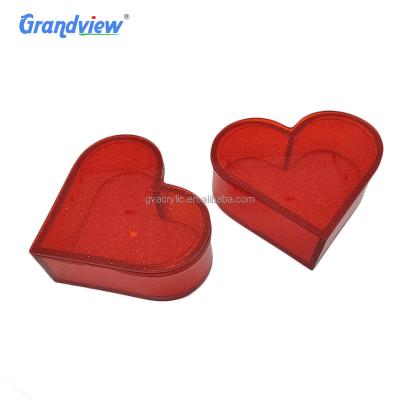 China Popular Red Heart Glitter PMMA Beauty Subscription Angel Acrylic Gift Box for sale