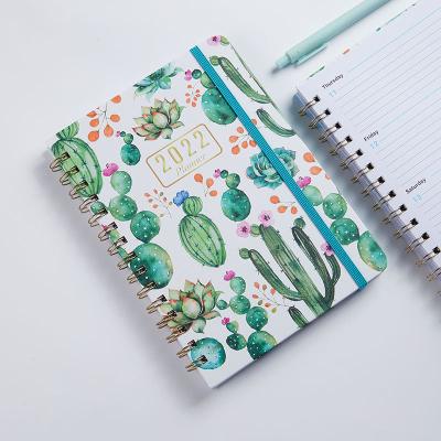 China Creative Plan Notebook 2022 Day Cartoon Cactus Cactus Coil Notebook Kawaii Stationery A5 Notebook English plan hardcover book for sale