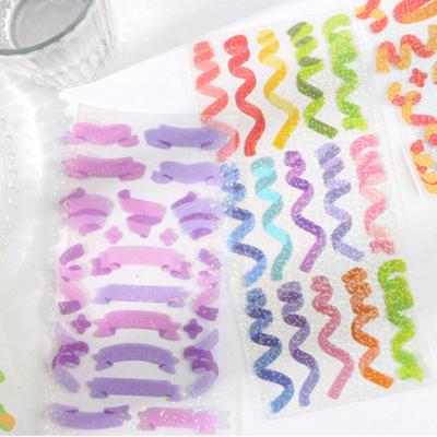 China Decorative sticker school stationery stickers PVC glitter kawaii mirror stickers home decor sticker wall for sale