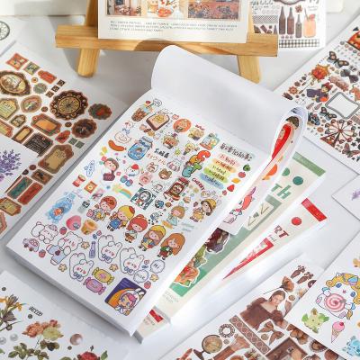 China Retro Loose Leaf Cartoon Girl Memo Pad Book Kawaii Stationery Sticker Book 50 Sheets for sale