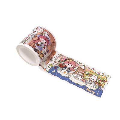 China Waterproof Korean Stationery Tape Kawaii Washi Girl Cartoon Decorative Tape 45mm*5m for sale