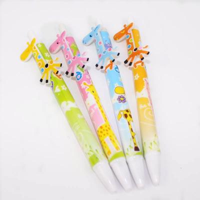 China Cartoon Giraffe Shape Point Pen Cute Ballpoint Pen Student Normal Creative Pen for sale