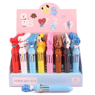 China office & Retractable Tip Pen Cute Ballpoint Pen School Pen Creative Animal Color Multifunctional 10 Color Ballpoint Pen for sale