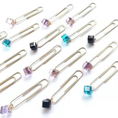 China Creative Multifunctional Colorful Paper Clip 2pcs/pack Vintage Metal Paper Clip Diamond Paper Clips Cartoon for sale