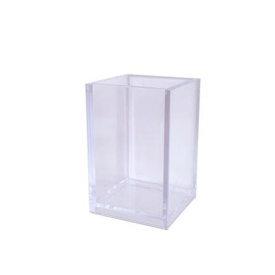 China Creative Transparent Desktop Pen Holder Acrylic Pen Holder Desktop Storage Box for sale