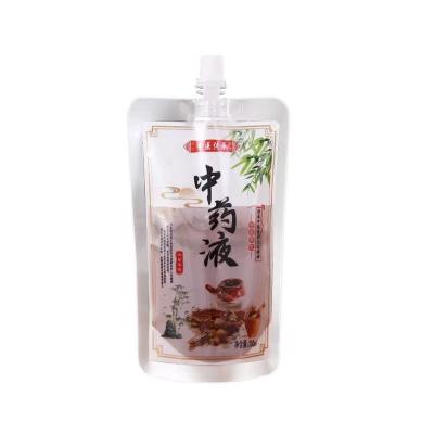 China Green Leave Medicine Liquid Stand Out Pouch With Spout From 100ml-300ml for sale