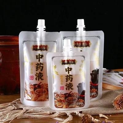 China Black Edge White Bottom Medicine Liquid Stand Out Pouch With Spout From 100ml-300ml for sale