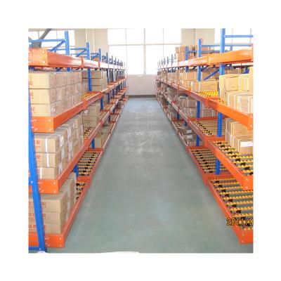 China Corrosion Protection Customized Cardboard Flow Rack Pallet Rack Gravity Cardboard Flow Roller Racking System for sale