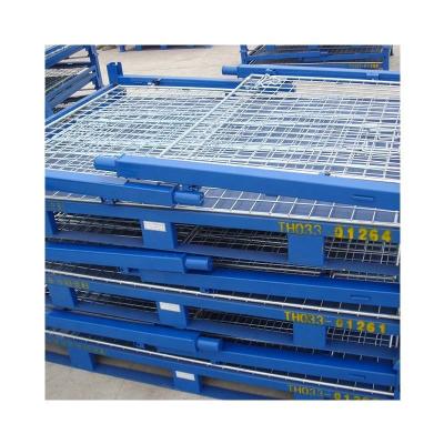 China Corrosion Protection Heavy Duty Steel Mesh Box Wire Cage Storage Container For Warehouse Use for sale