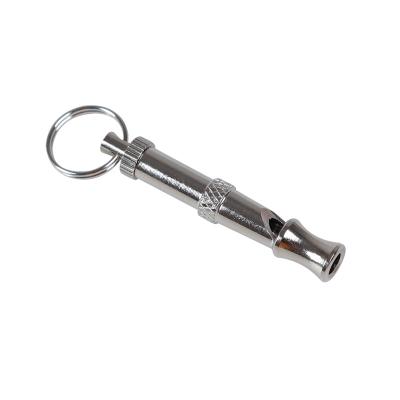 China Sustainable Customizable Ultrasonic Silver Packaging Stainless Steel Pet Training Whistle for sale