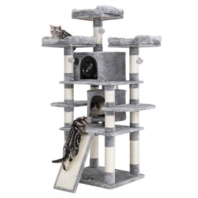 China High Quality Sustainable Luxury Wooden Cat Tower Stuffed Cat Tower Plush Cat Tree Cat Tree Climbing Tree for sale