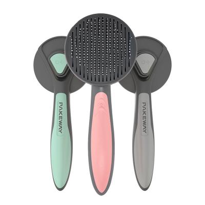 China New Viable Pet Cat and Dog Cleaning Brush with Button Pet Cleaning Hair Brush for sale