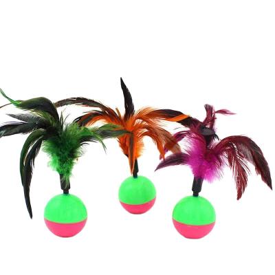 China Clearance Cat Toy Colorful Feather Interactive Toy Viable Tumbler Toy for sale