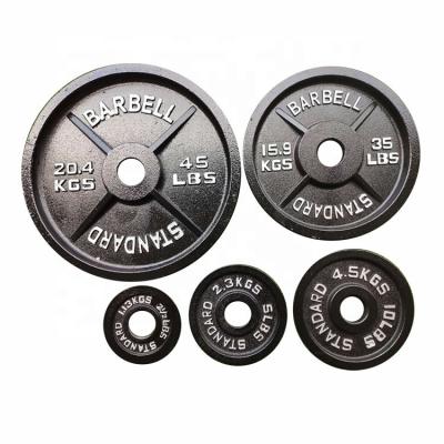 China Commercial Use Barbell Gym Exercise Equipment Cast Iron Weight Lifting Plates Weight Plate Black Set for sale