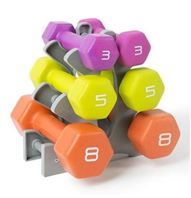 China Home\Gym\Colorful Gym Exercise Multi Weight Neoprene Hex Dumbbell Sports Performance Set With Rack for sale