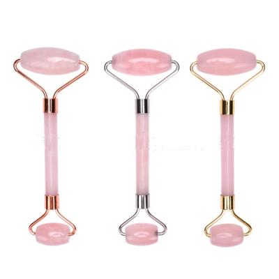 China Chin Rose Quartz Facial Massage Natural thin pink xiuyan jade roller Face-lifting massager for sale