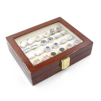 China Wholesale Wooden Box High Quality Lacquer Cufflinks Fashion Jewelry Glass Cover Ring Jewelry Packaging Box for sale