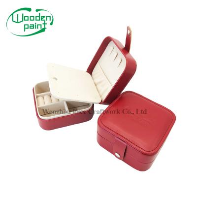 China Red Leather Storage Wholesale Jewelry Storage Travel Carry Box Japanese Style Ring Necklace Mini PU Suitcase for sale