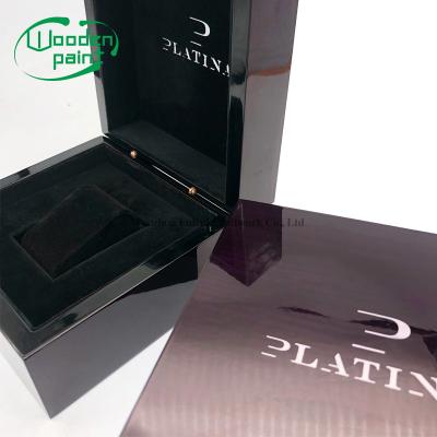 China Handmade Luxury Dark Purple Piano Watch Box Glossy Lacquer Finished Gift Watch Display Home Decor Wooden Boxes for sale