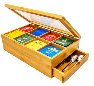 China Wholesale Reusable Viable Eco-Friendly Transparent Packaging Window Display Storage Box Bamboo Wooden Tea Multifunctional Box for sale