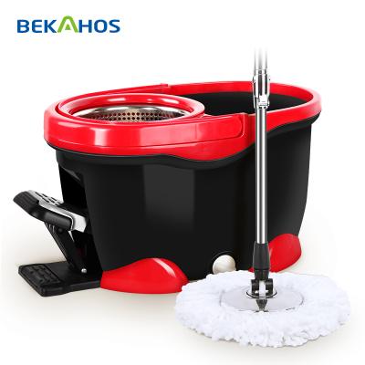 China 2018 Bekahos Easy Household 4 Drives Sustainable Broom With Pedal Broom Bucket for sale