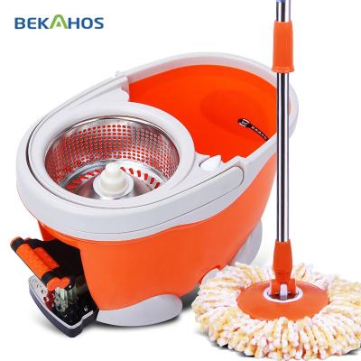 China Bekahos New 4 Drives Dolphin Color Broom 360 Viable Orange Roto Broom Household Cleaning Broom for sale