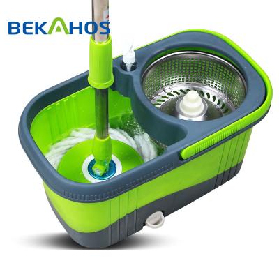 China Bekahos 360 Rotating Mop Sustainable With Bucket 2 Square Microfiber Mop Heads Without Pedal for sale