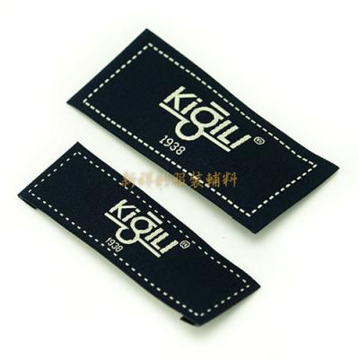 China Custom Printed End Fold Woven Clothing Labels With High Density Computer Loom for sale