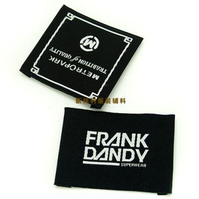 China Black And White Woven Clothing Labels For Burn Edge Waterproof Durable for sale