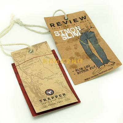 China Brown Color Personalized Swing Tag Labels With Print Logo For Teenager Jeans for sale