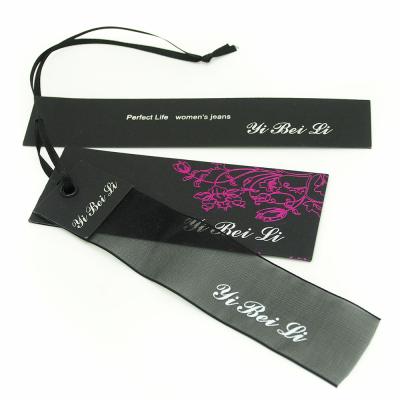 China Clothes Hang Tags Labels With Ribbon String For Lady Coat / Dress 4x8.5cm 5x9cm for sale