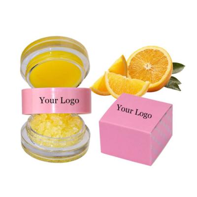 China Lips Vegan Fruit Lip Scrub Lip Balm 2 in 1 Private Label Logo Sugar Lip Scrub Flower Smell Custom Moustirzing Care for sale