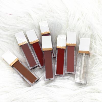 China Waterproof Matte Black Lipgloss Box No Skin Matte Lipstick Private Label Liquid Lipstick Logo Lip Gloss for sale