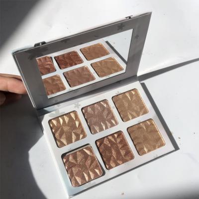 China Wholesale Sunscreen Makeup 6 Colors Vegan Highlight Palette Customized Grooming Glitter Highlight Palette for sale