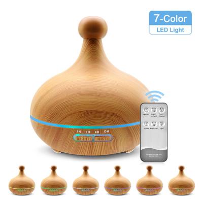 China 400ml Car Wood Grain Diffuser Remote Control Home Ambient With 7colors LED Humidifier for sale