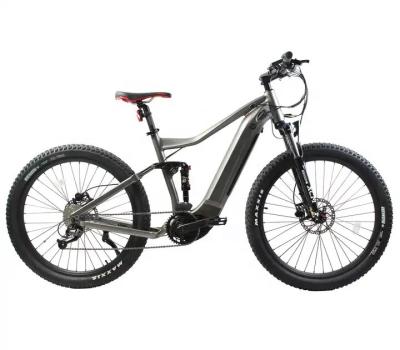 China Bicicleta híbrida eléctrica de suspensión completa 27.5 pulgadas 48V 500W Mid Drive Bicicleta de montaña eléctrica en venta