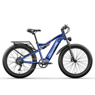 China Bicicleta eléctrica azul metálico de 500W 48V Bafang Motor de grasa de neumáticos Ebike con suspensión completa en venta