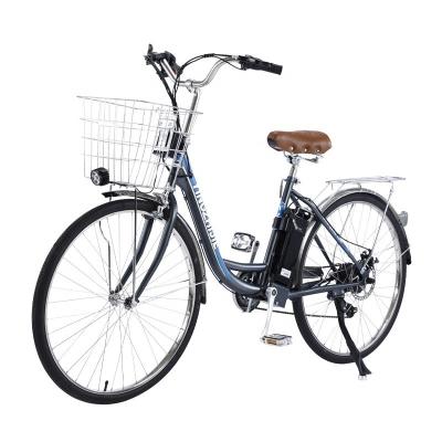 China Bicicleta eléctrica de ciudad de 36V 350W negra 8 - 10Ah Batería de litio 26 pulgadas Bicicleta eléctrica de ruedas en venta