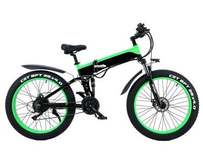 China 26 Inch Fat Tire Electric City Bike Front Suspension 21 Speed Foldable Ebike Mountain Ebike 48V 500W Electric Fat Bike zu verkaufen