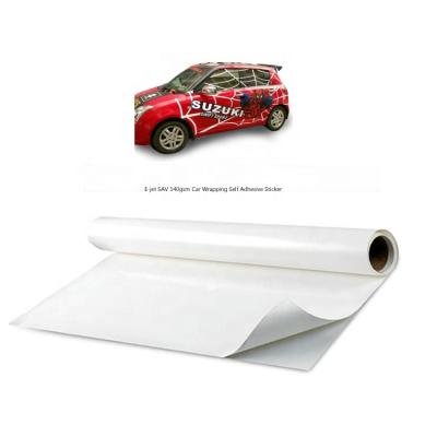 China PVC Guangzhou E-jet SAV 140gsm Decoration Plastic Car Wrapping Self Adhesive Sticker Vinyl Roll For Eco-solvent And Bus Advertising for sale