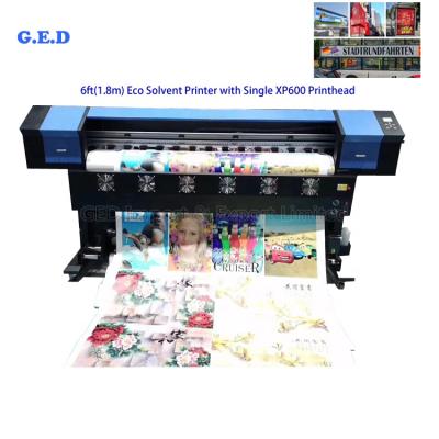 China Cheap Price 1.8m Eco Indoor 6ft Eco Solvent Large Format Inkjet Printer XP600 Banner Color Printing Machine For Advertising Car Sticker for sale