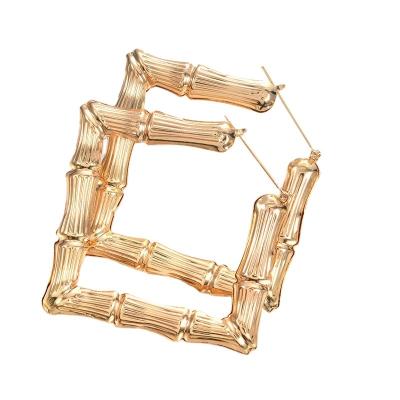 China Decoration Women's Classic Bamboo Earrings-Large Hollow Geometric Ring with Love Triangle Rectangular Design for Wedding Party or Gift for sale